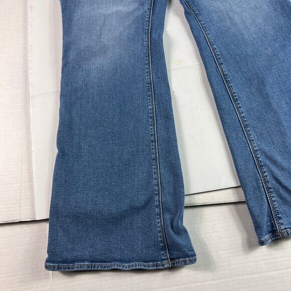 American Eagle Jean Women 37x30* High Rise Artist Flare Blue Faded Denim Tag 18R - Picture 6 of 16